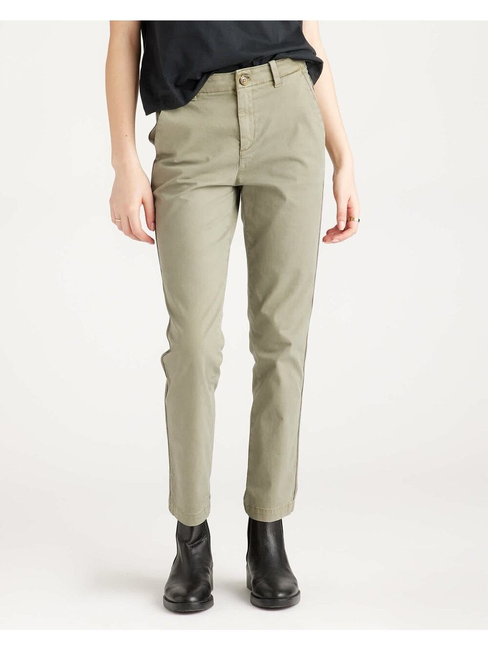 Quince Stretch Organic Cotton Twill Girlfriend Chino Pants Olive Green Womens 30